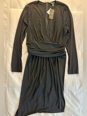 Lauren Ralph Lauren Black Long-Sleeve Draped Wrap Dress